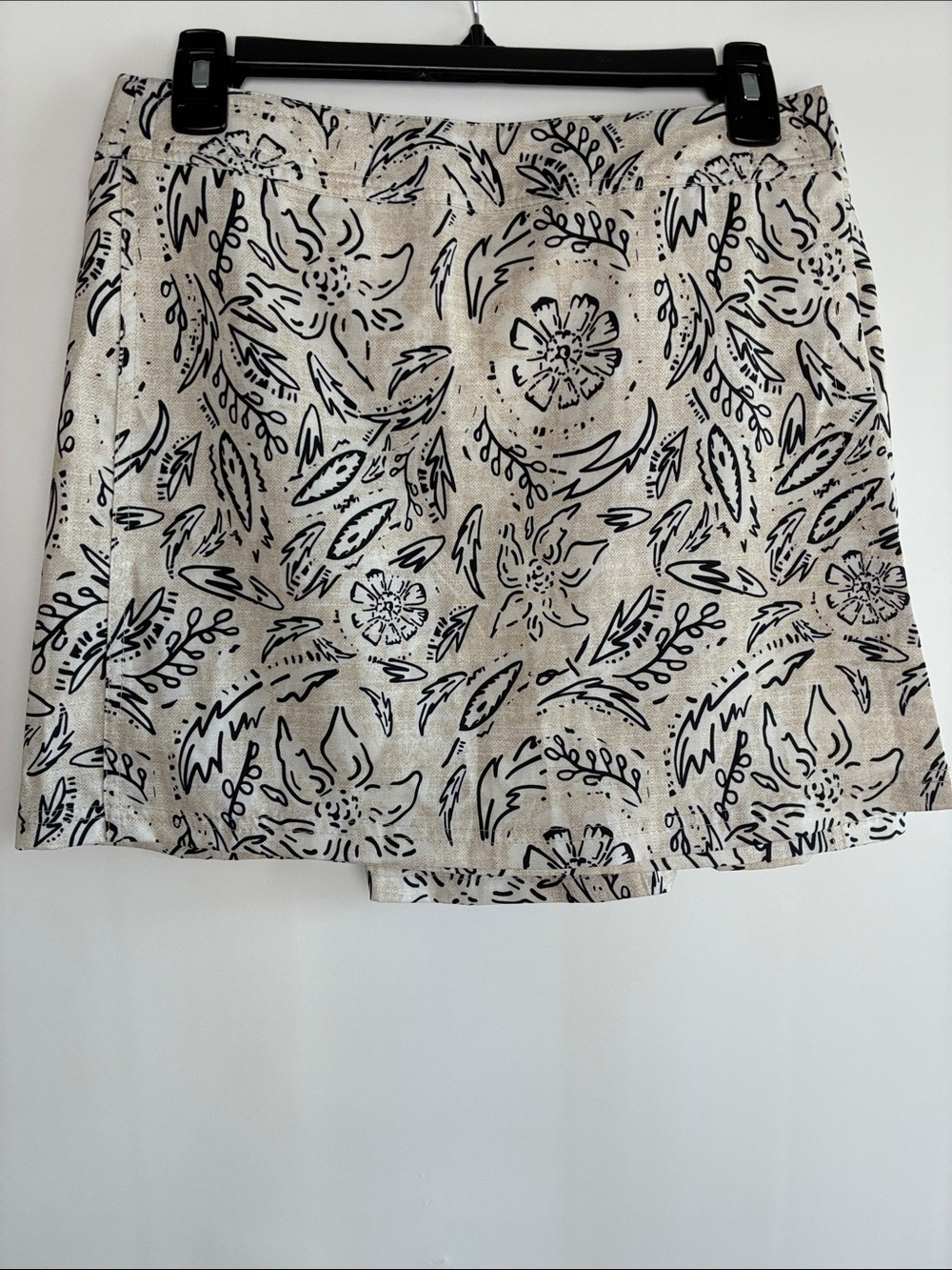 Ripskirt Hawaii Cream Mini Swim Skirt with Black Floral Print